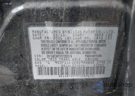 2015 Nissan Sentra Sv z USA, uszkodzony, nr VIN 3N1AB7AP7FY282674